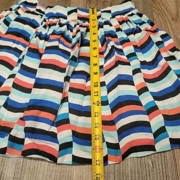 Kaari Blue Skirt Women 10 White Blue Geometric A Line Linen Pockets Work Casual - Picture 5 of 6